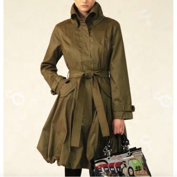 Samuel Dong Bronze Belted Bubble Trench Coat - Picture 4 of 11